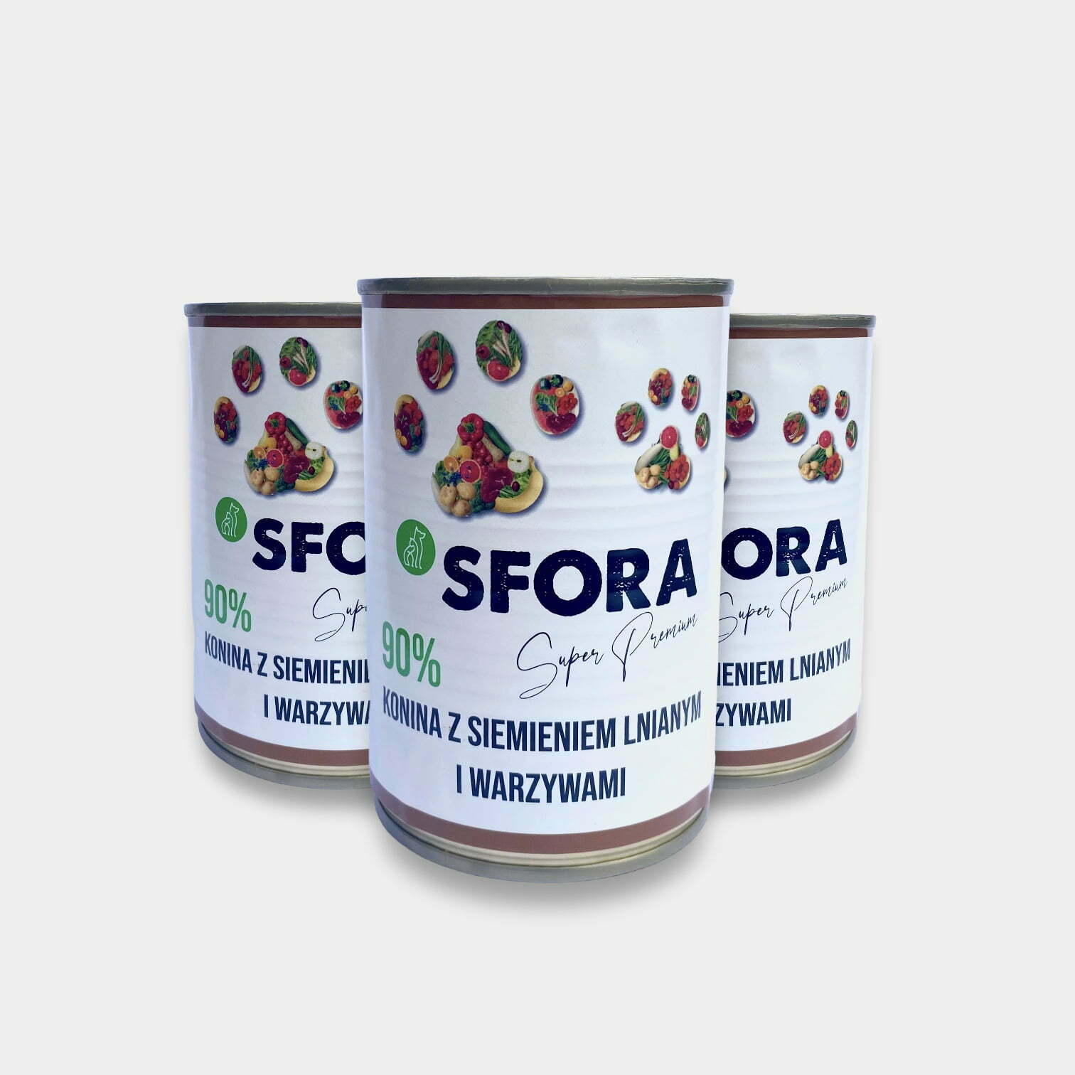 Karma Sfora Konina z siemieniem lnianym i warzywami 6x 400g pakiet 6 konsiemie lniane adult 3 puszki